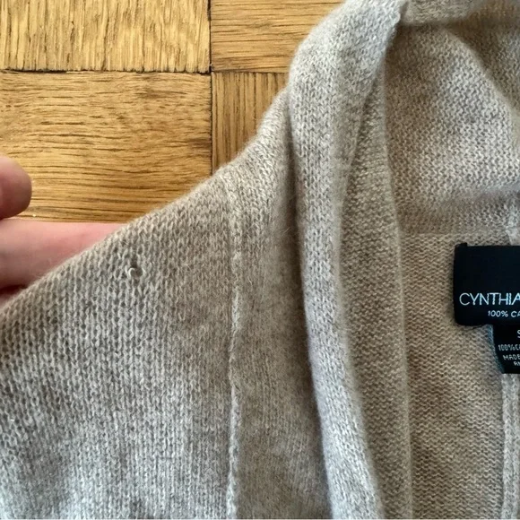 Cynthia Rowley Cashmere Cardigan Sweater Open Long Sleeve Soft Tan Taupe - Picture 6 of 7